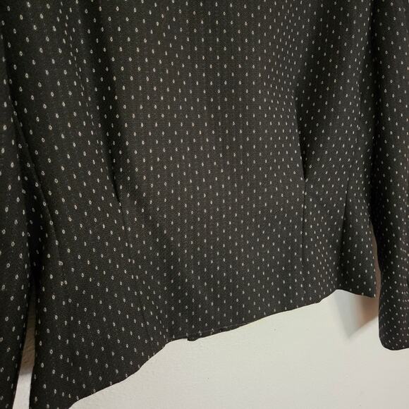 Vintage Christian Dior 80s Wool Blazer 6 Black White Dot Cropped Double Breasted - Picture 10 of 14
